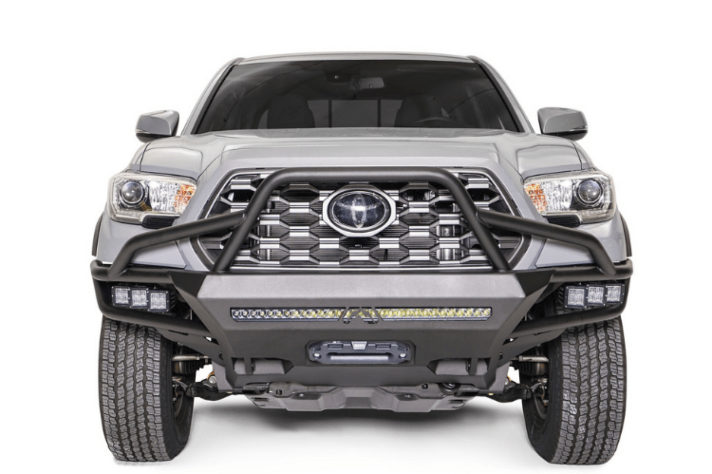 Fab Fours TB16-03-1 Toyota Tacoma 2016-2023 Ultra Light Hybrid Front Bumper Winch Ready with High Guard