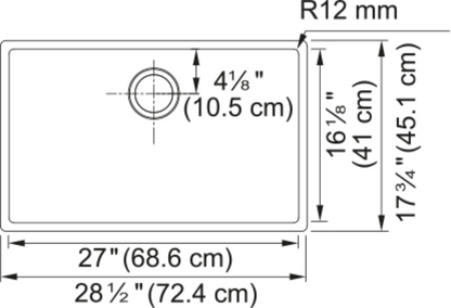 FRANKE CUX11027ADA 27 Inch Undermount Single Bowl Stainless Steel Kitchen Sink ADA Compliant Design