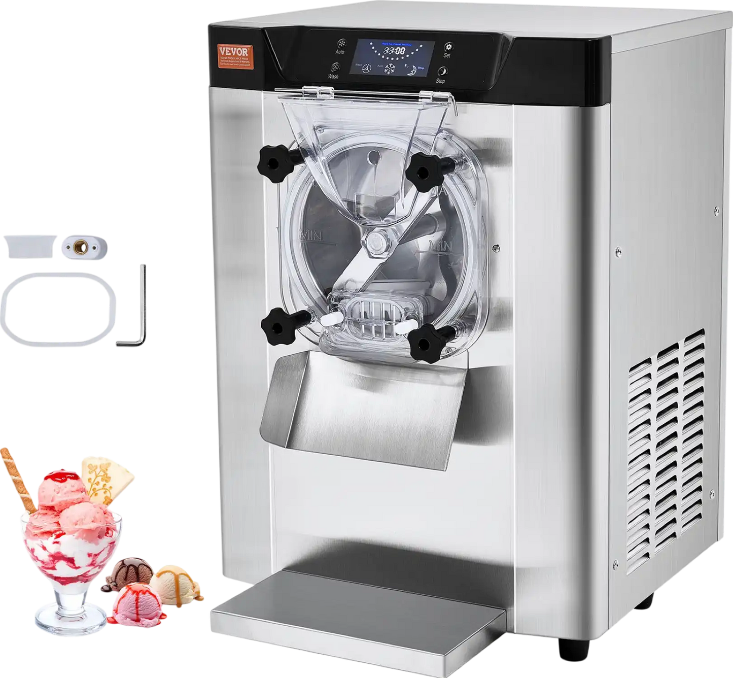 Richell Vevor Ice Cream Machine 3.2 Gal per Hour 1713W Countertop Stainless Steel Single Flavor with LED Panel New - TMSYBQLJDKWA4CU69V1
