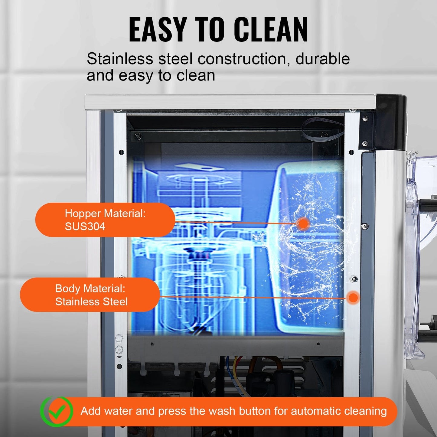Richell Vevor Ice Cream Machine 3.2 Gal per Hour 1713W Countertop Stainless Steel Single Flavor with LED Panel New - TMSYBQLJDKWA4CU69V1