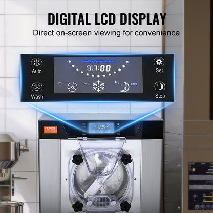 Richell Vevor Ice Cream Machine 3.2 Gal per Hour 1713W Countertop Stainless Steel Single Flavor with LED Panel New - TMSYBQLJDKWA4CU69V1