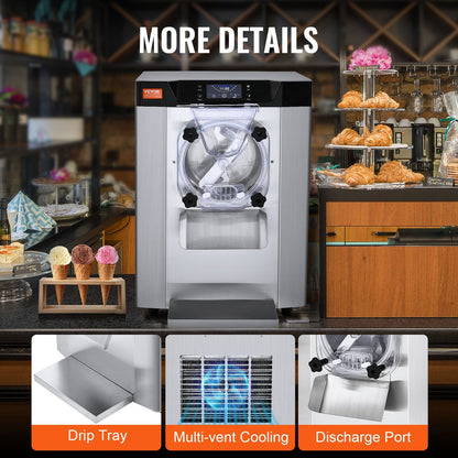 Richell Vevor Ice Cream Machine 3.2 Gal per Hour 1713W Countertop Stainless Steel Single Flavor with LED Panel New - TMSYBQLJDKWA4CU69V1