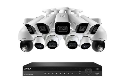 Lorex 4K 4TB Wired NVR System with Five Nocturnal 3 Bullet Cameras, Four Nocturnal 3 Turret Cameras and Two 4K Pan-Tilt-Zoom Cameras - TN88464-NB5ND4P2