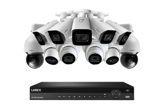Lorex 4K 4TB Wired NVR System with Five Nocturnal 3 Bullet Cameras, Four Nocturnal 3 Turret Cameras and Two 4K Pan-Tilt-Zoom Cameras - TN88464-NB5ND4P2