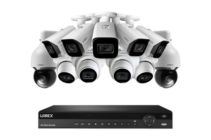 Lorex 4K 4TB Wired NVR System with Five Nocturnal 3 Bullet Cameras, Four Nocturnal 3 Turret Cameras and Two 4K Pan-Tilt-Zoom Cameras - TN88464-NB5ND4P2