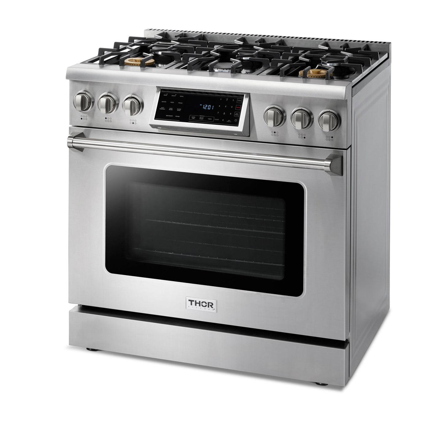 Thor Kitchen 36-Inch Propane Gas Range with 6.0 Cu. Ft. Self-Cleaning Oven, Air Fryer, Tilt Panel in Stainless Steel  - TRG3601LP