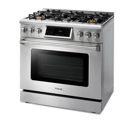 Thor Kitchen 36-Inch Propane Gas Range with 6.0 Cu. Ft. Self-Cleaning Oven, Air Fryer, Tilt Panel in Stainless Steel  - TRG3601LP