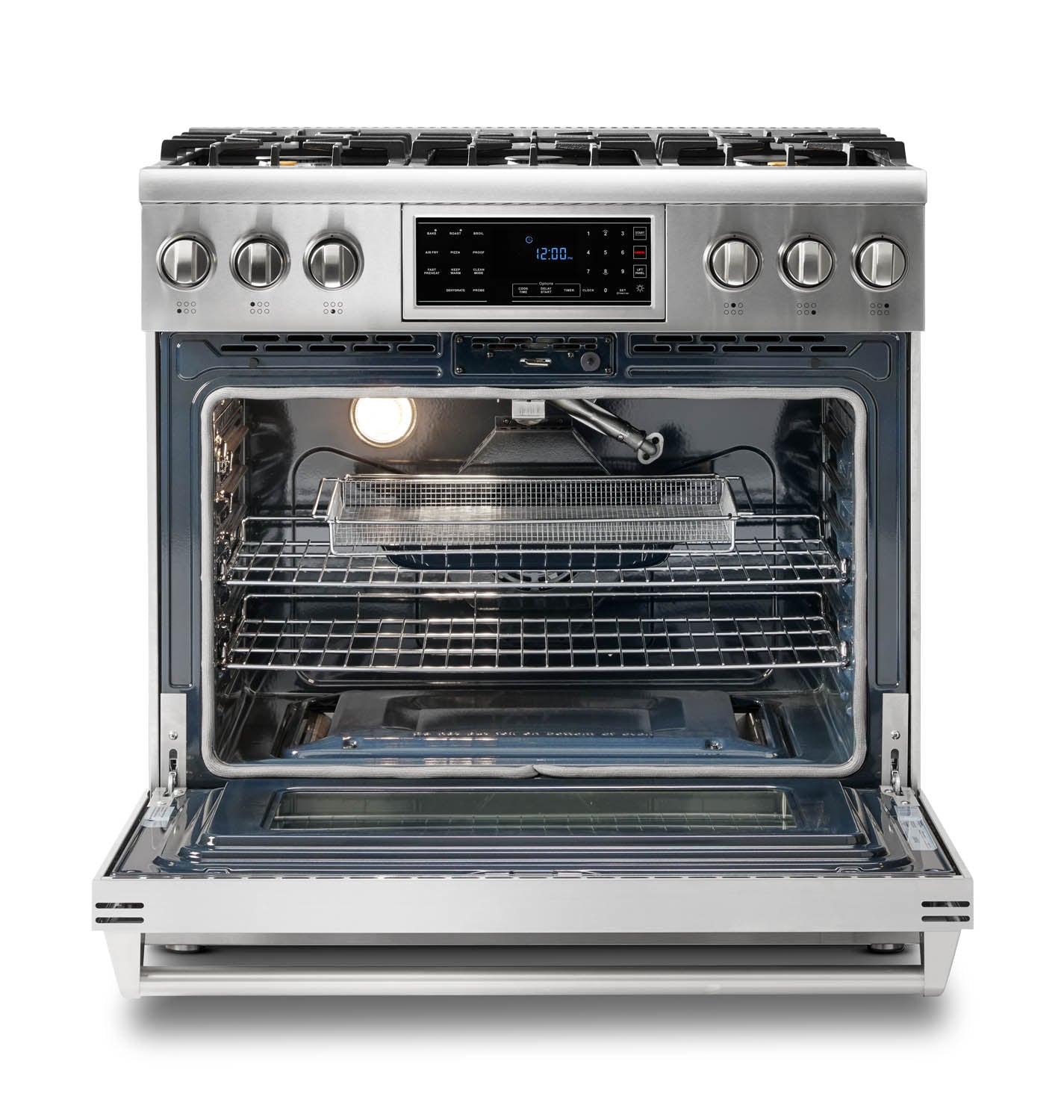 Thor Kitchen 36-Inch Propane Gas Range with 6.0 Cu. Ft. Self-Cleaning Oven, Air Fryer, Tilt Panel in Stainless Steel  - TRG3601LP