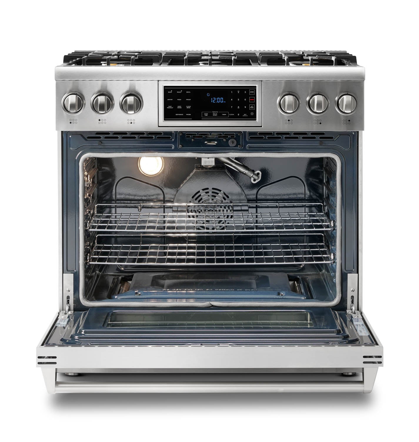 Thor Kitchen 36-Inch Propane Gas Range with 6.0 Cu. Ft. Self-Cleaning Oven, Air Fryer, Tilt Panel in Stainless Steel  - TRG3601LP