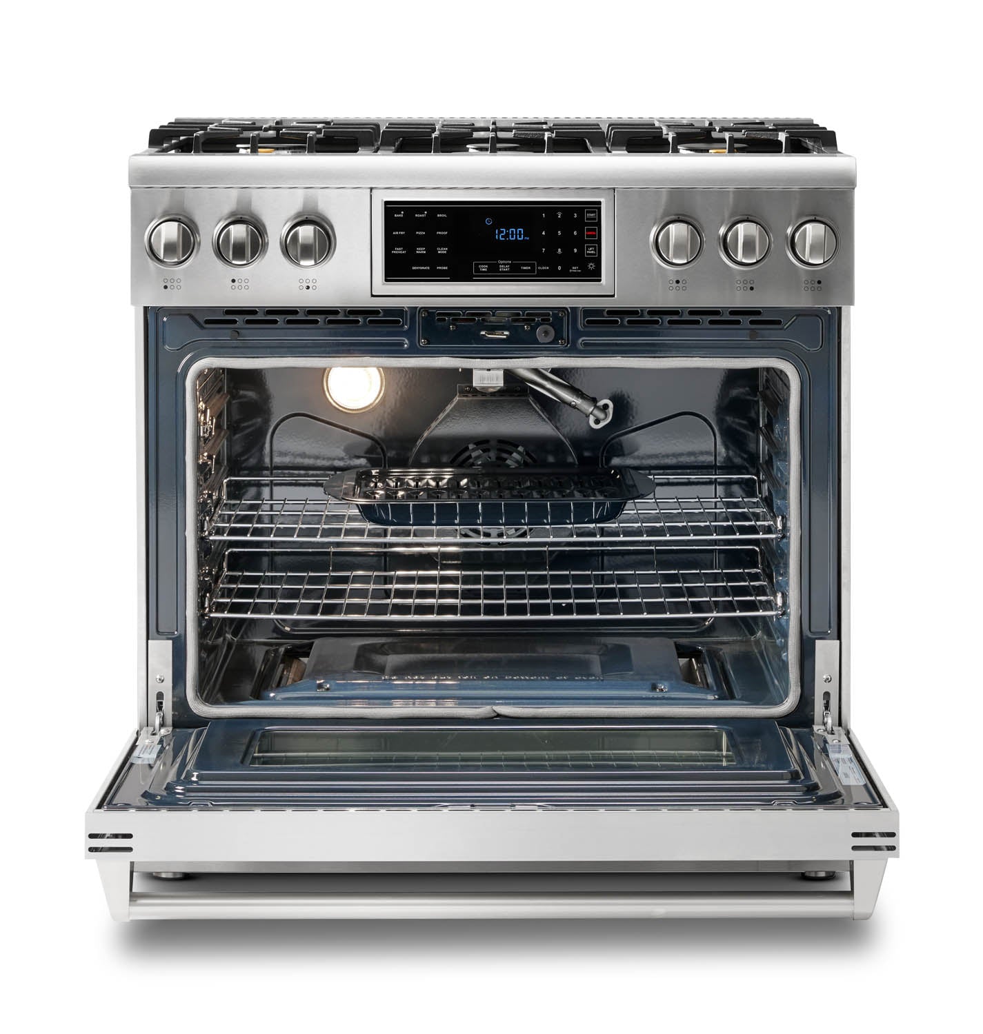 Thor Kitchen 36-Inch Propane Gas Range with 6.0 Cu. Ft. Self-Cleaning Oven, Air Fryer, Tilt Panel in Stainless Steel  - TRG3601LP
