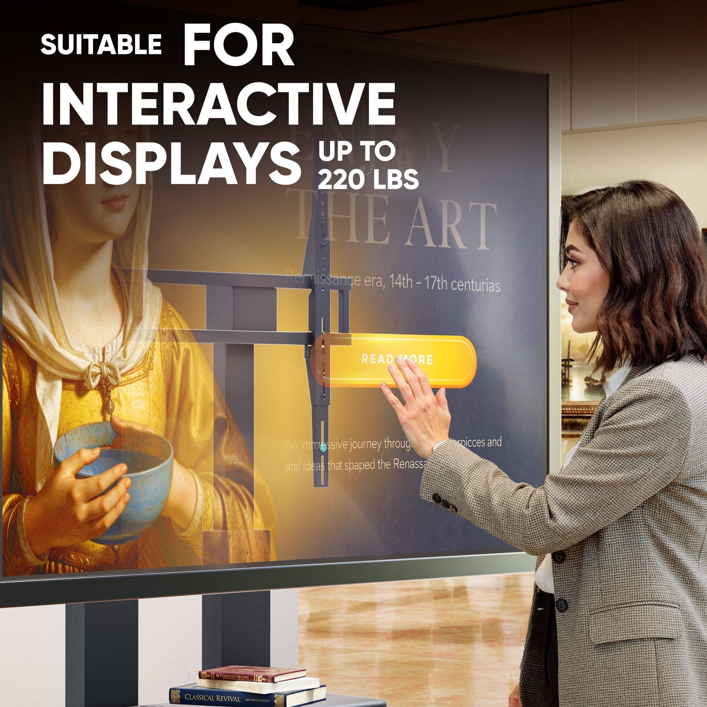 Motorized mobile stand for TVs or interactive panels 50"–120", max 275.6 lbs, black TS2811E
