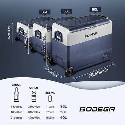 BODEGAcooler Portable Freezer 53qt/50L with Flexible Dual Zone T50