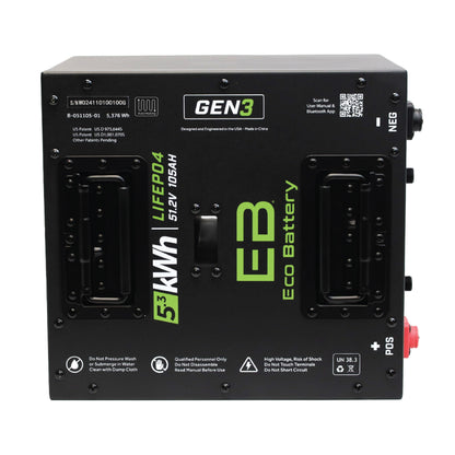 Eco Battery 51V 105Ah Thru-Hole LiFePO4 Battery / Heated - A-051105-01-H