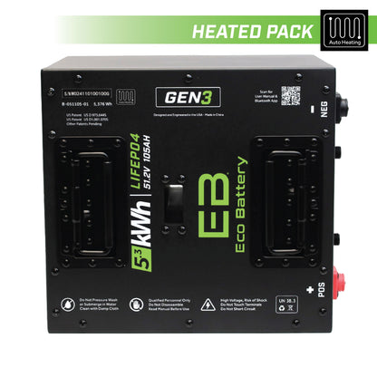 Eco Battery 51V 105Ah Thru-Hole LiFePO4 Battery / Heated - A-051105-01-H