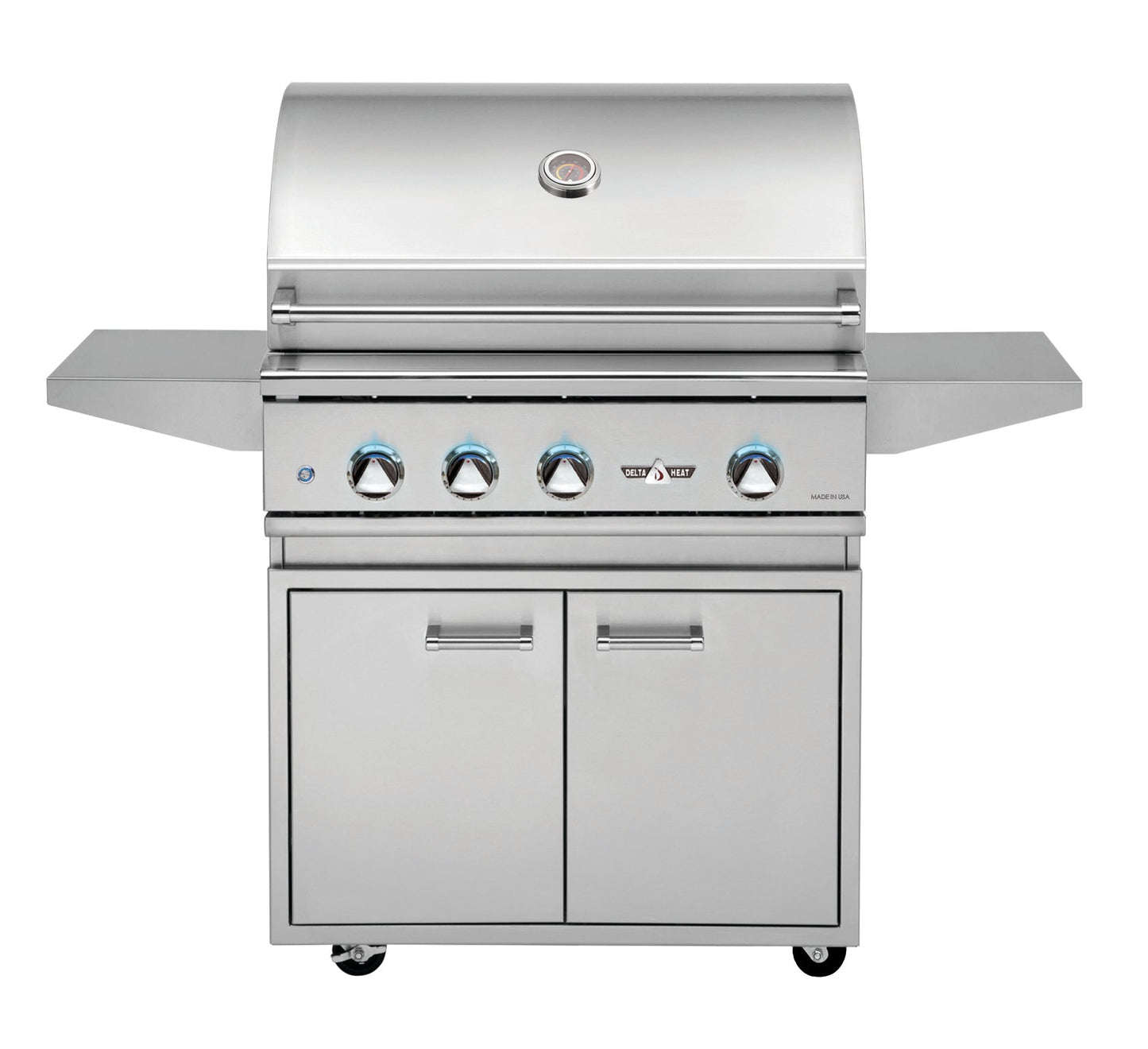 Delta Heat 32 Inch Natural Gas Grill on Cart with Interior Lights - DHGB32-C + DHBQ32G-DN