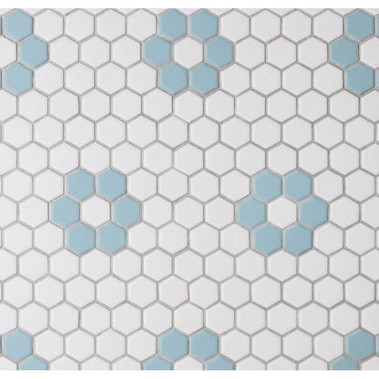 UNLGAZEDBLUEFLOWERPORCELAINHEXAGONMOSAIC_FloorDecor