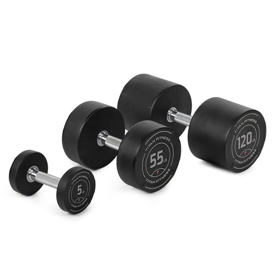 Titan fitness 5 LB - 120 LB Round Urethane Dumbbells - URDMBL