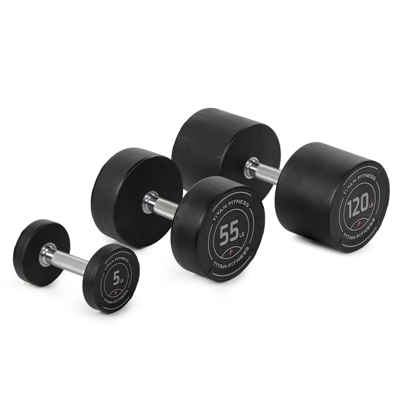Titan fitness 5 LB - 120 LB Round Urethane Dumbbells - URDMBL
