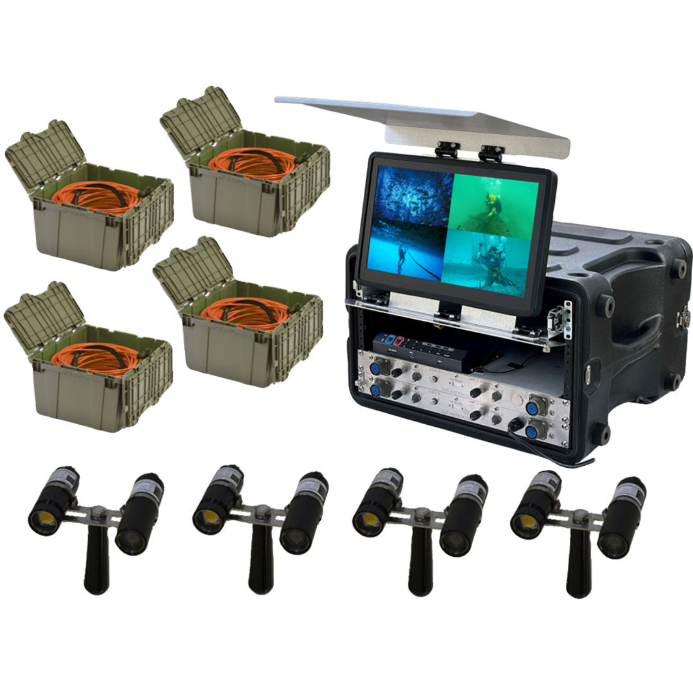 Outland Technology UWS-3210/Q/VTW High Definition Quad Underwater Video System - UWS-3210/Q/VTW