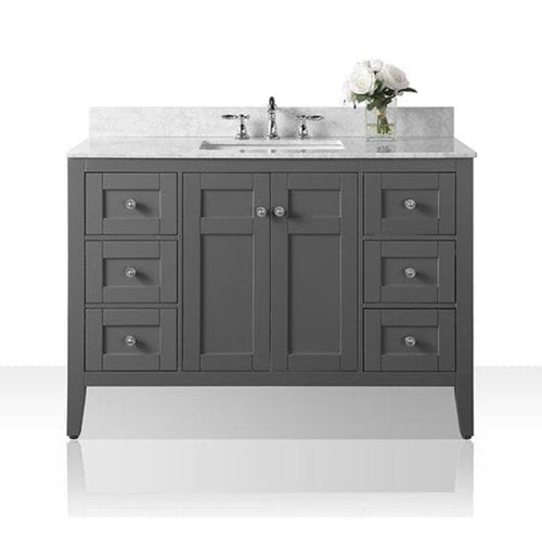 Ancerre Maili Bathroom Vanity with Sink and Carrara White Marble Top Cabinet Set - VTS-MAILI-48-W-CW - Backyard Provider