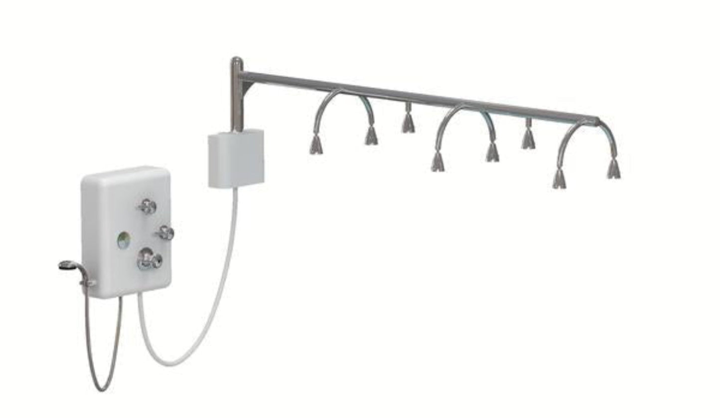 Touch America Stationary Neptune Wet Table and 8-Head Vichy Shower Deluxe Package(82030) - 82030+22003-0100
