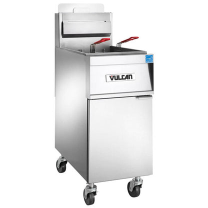 Vulcan 1TR45AF-2 PowerFry3 Liquid Propane Floor Fryer with Solid State Analog Controls and KleenScreen Filtration - 70,000 BTU - 1TR45AF-2