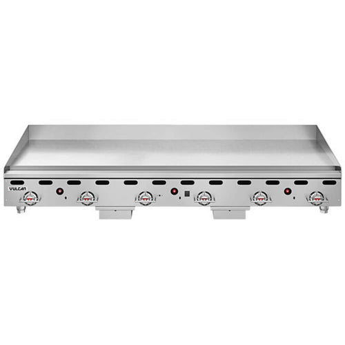 Vulcan MSA-72-101 72" Countertop Natural Gas Griddle with Snap-Action Thermostatic Controls - 162,000 BTU - MSA72-101