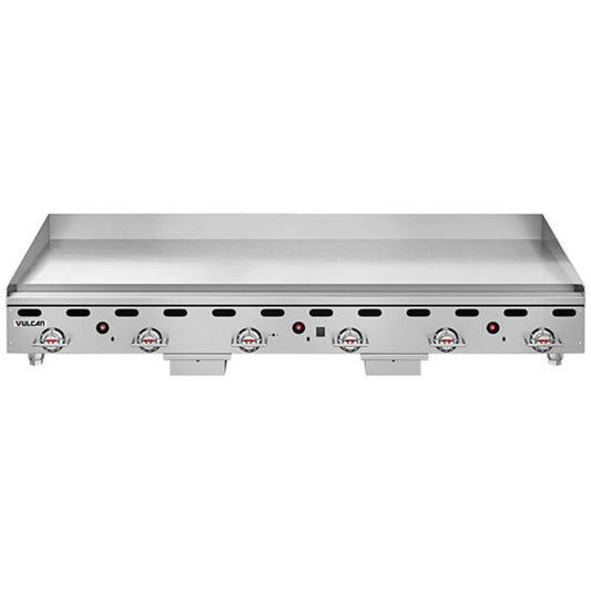 Vulcan MSA72-102 72" Countertop Liquid Propane Gas Griddle with Snap-Action Thermostatic Controls - 162,000 BTU - MSA72-102