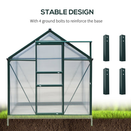 Outsunny BloomGreen 6' x 8' Greenhouse with Rain Gutter and Roof Vent Dark Green - 845-059