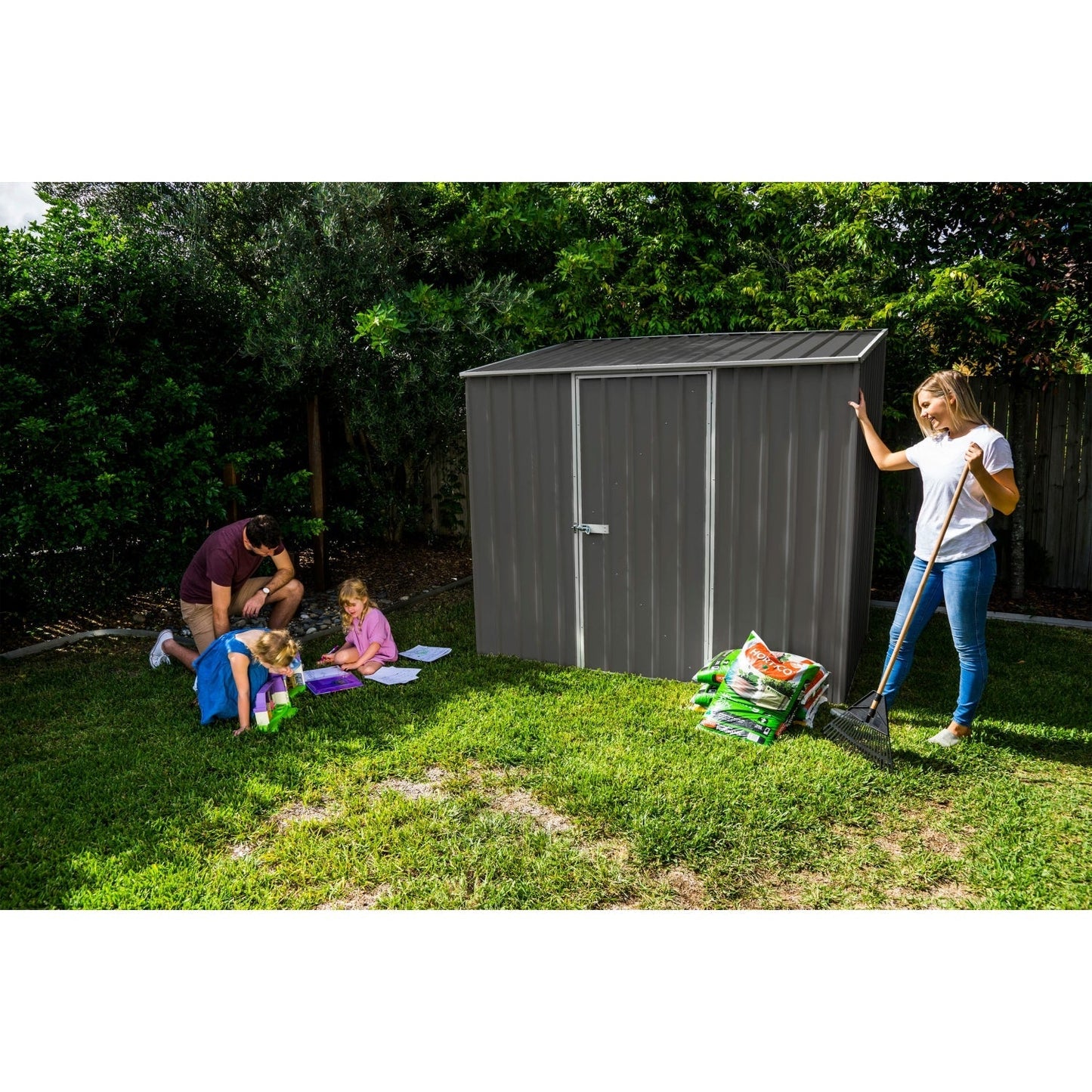 Palram  Absco | 7.5x5x7 ft Single Door Space Saver Metal Garden Shed - Woodland Gray - AB1108