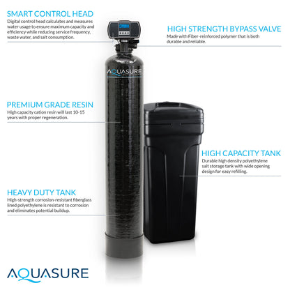 Aquasure Series | 48,000 Grains Water Softener with 12 GPM Quantum UV Purifier and 75 GPD Reverse Osmosis RO System - AS-WSUV48RO