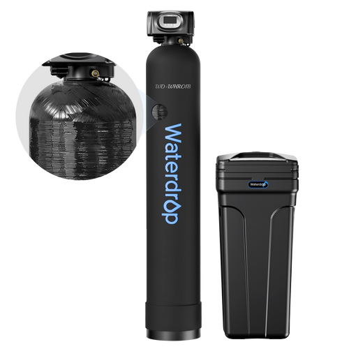 AWOCO Waterdrop 48000 Grain Whole House Water Softener | 48,000 Grain Capacity | Smart Metered Control Valve | High Flow Rate | Reduces Hard Water Scale