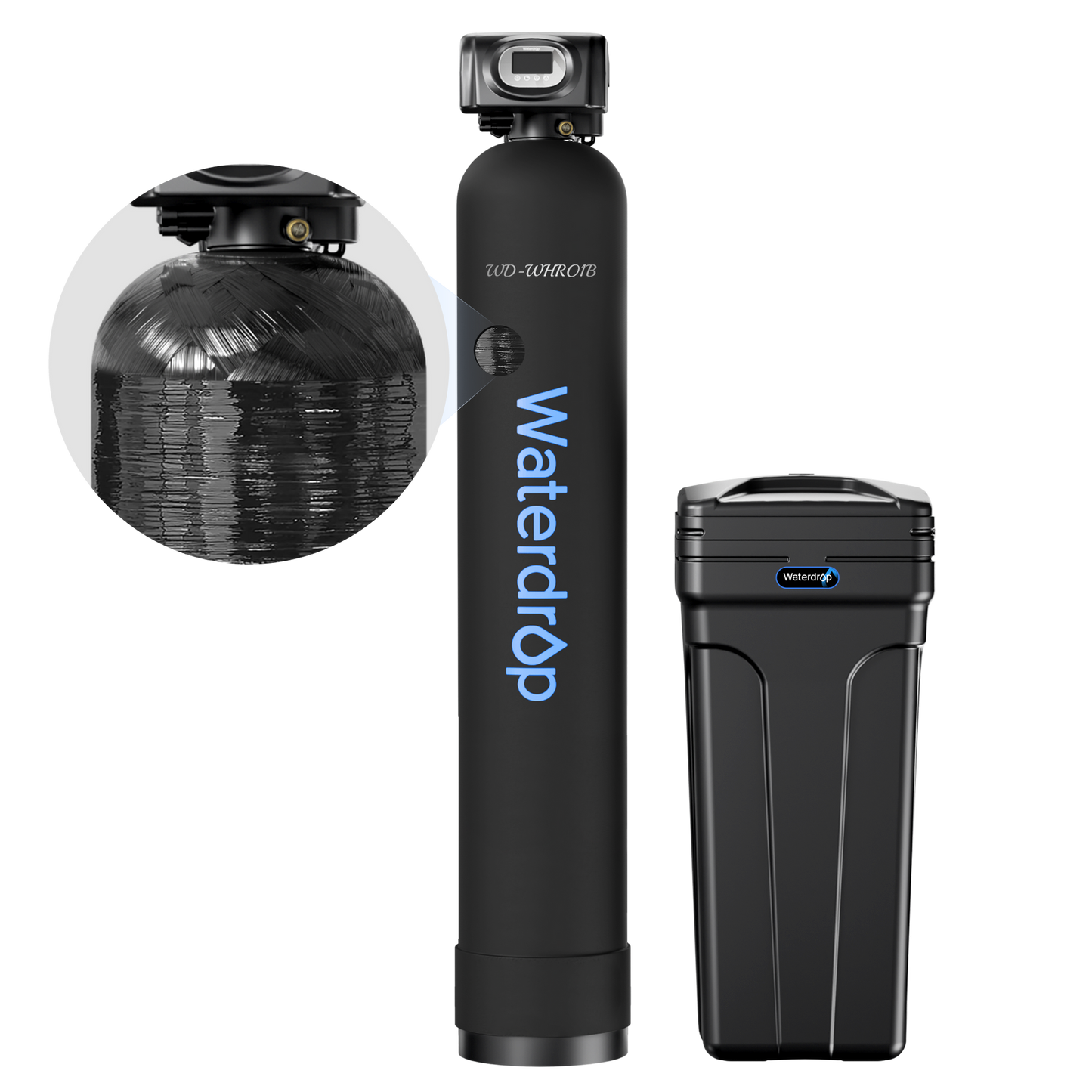 AWOCO Waterdrop 48000 Grain Whole House Water Softener | 48,000 Grain Capacity | Smart Metered Control Valve | High Flow Rate | Reduces Hard Water Scale