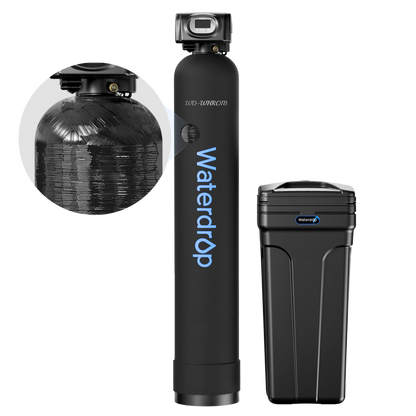 AWOCO Waterdrop 48000 Grain Whole House Water Softener | 48,000 Grain Capacity | Smart Metered Control Valve | High Flow Rate | Reduces Hard Water Scale
