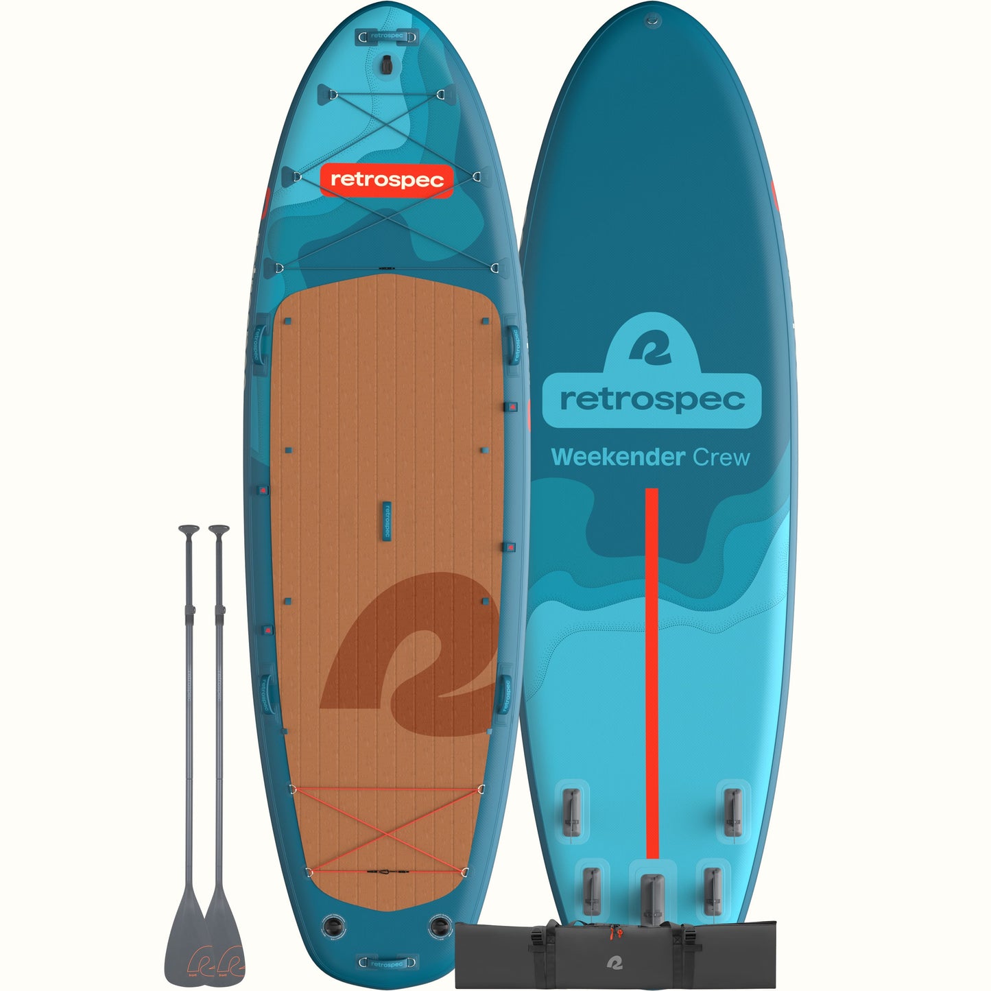 Retrospec Weekender Crew Multi-Person Inflatable Stand Up Paddle Board 12’ - 6626