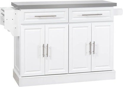 HomCom Rolling Kitchen Island with Storage, Portable Kitchen Cart with Stainless Steel Top - B071YMR7FJ-1