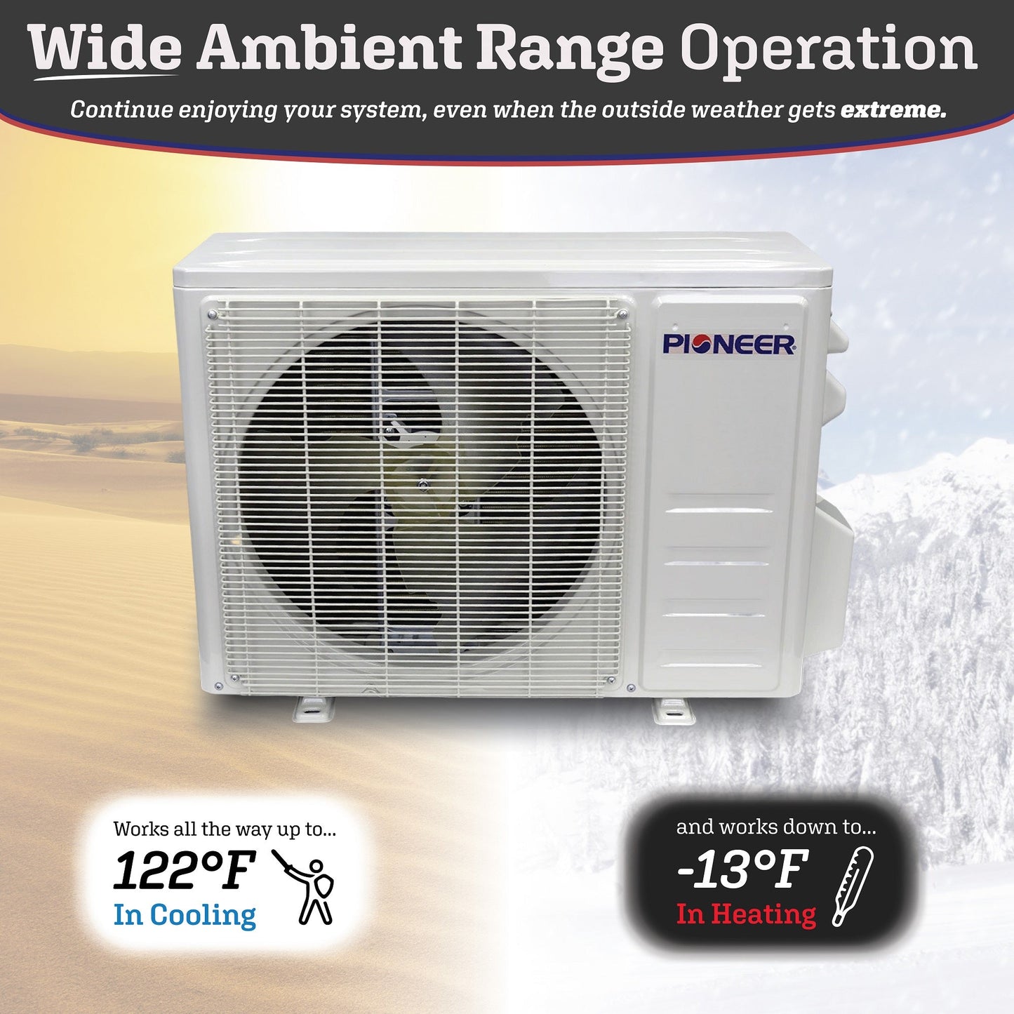 Pioneer Diamante Pro Series 12,000 BTU 19 SEER2 Ductless Mini-Split Air Conditioner Inverter+ Heat Pump Full Set 230V with 16 Ft. Kit - WYT012GLFI19RL