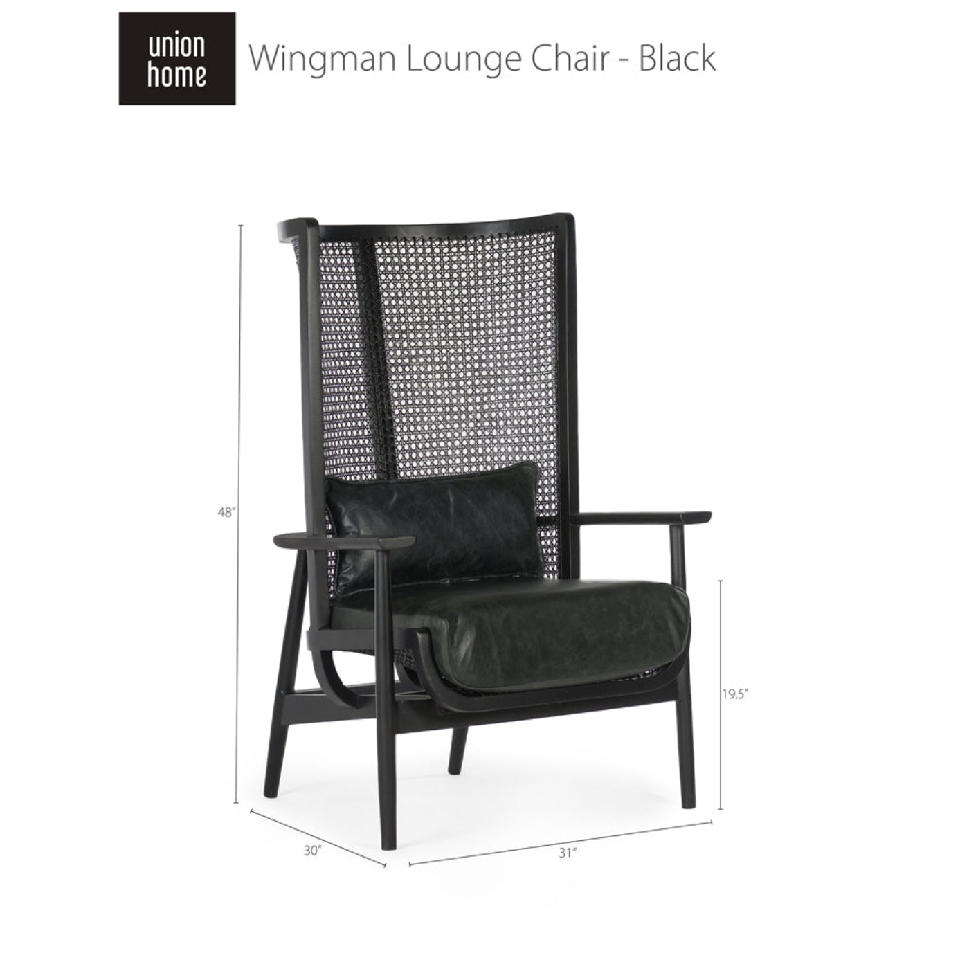 Union Home Wingman Lounge Chair - Black  - LVR00206