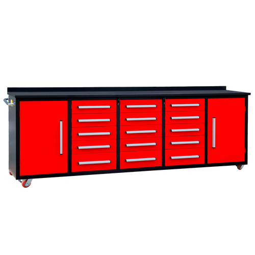 Chery Industrial 10ft 15-Drawer Storage Workbench with Wheels - SUIWB10152RDAC