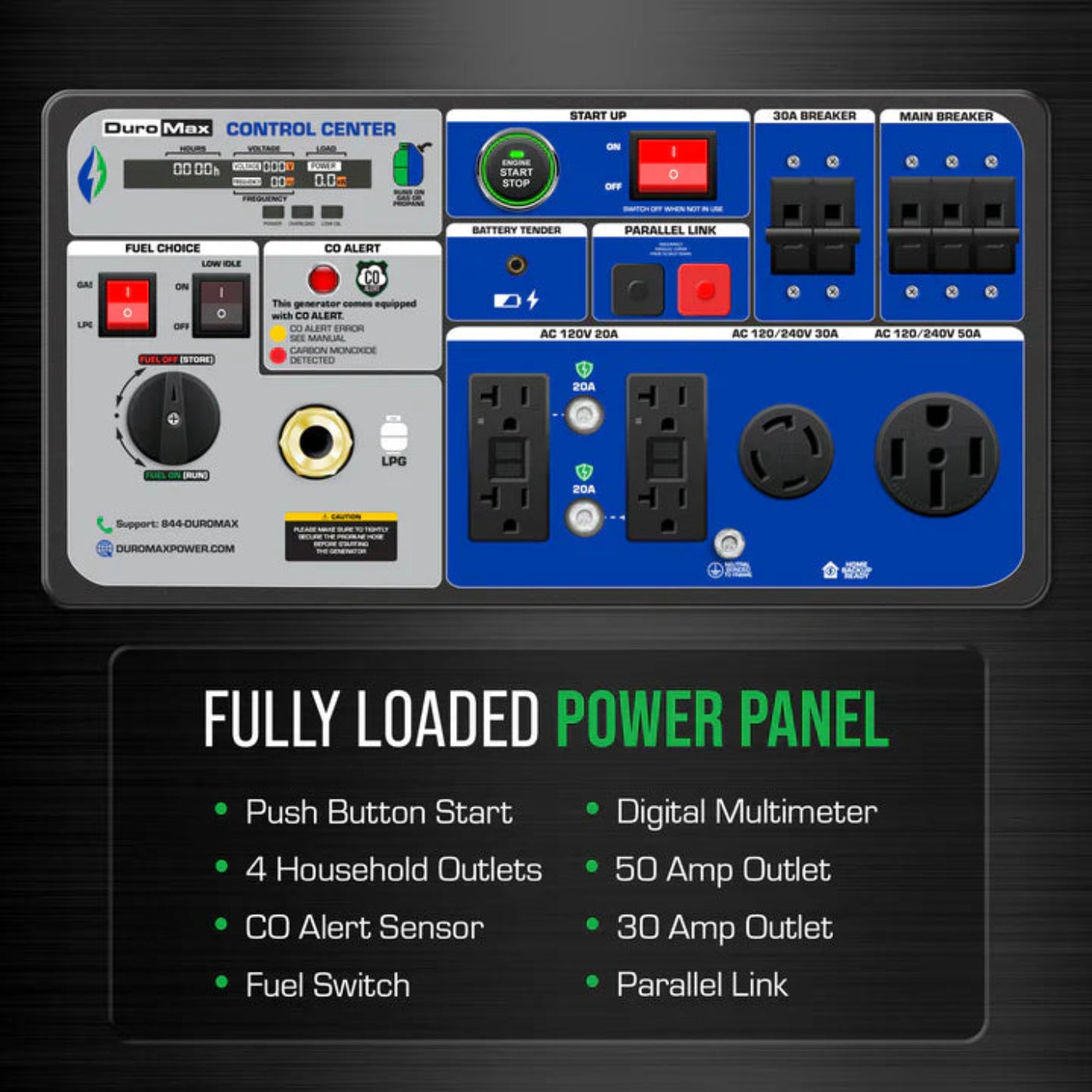 Aurora Generators DuroMax XP9500iH 9,500 Watt Portable Dual Fuel iH Inverter Generator w/ CO Alert - PowerGen USA - XP9500iH
