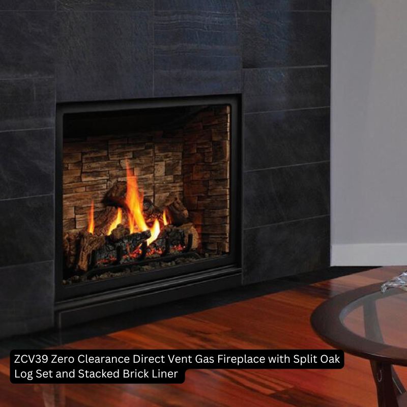 Kingsman ZCV39 39" Zero Clearance Clean View Direct Vent Gas Fireplace | Tempered Glass