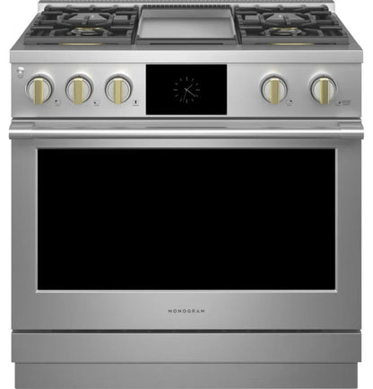 Monogram ZDP364NDTSS 36" Dual-Fuel Professional Range with 4 Burners and Griddle Stainless Steel - ZDP364NDTSS