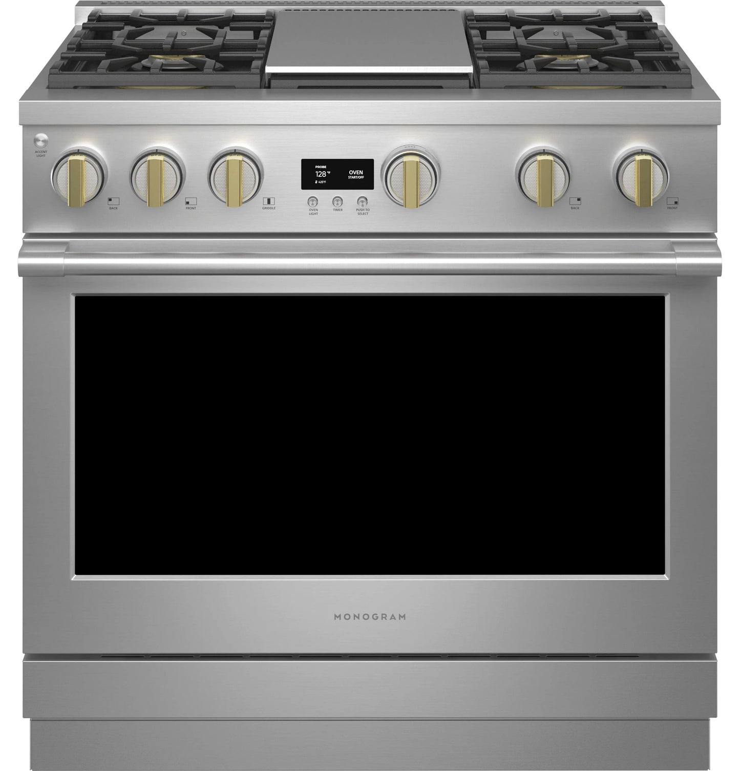 Monogram ZGP364NDTSS 36" All Gas Professional Range with 4 Burners and Griddle Stainless Steel - ZGP364NDTSS
