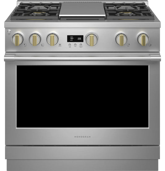 Monogram ZGP364NDTSS 36" All Gas Professional Range with 4 Burners and Griddle Stainless Steel - ZGP364NDTSS