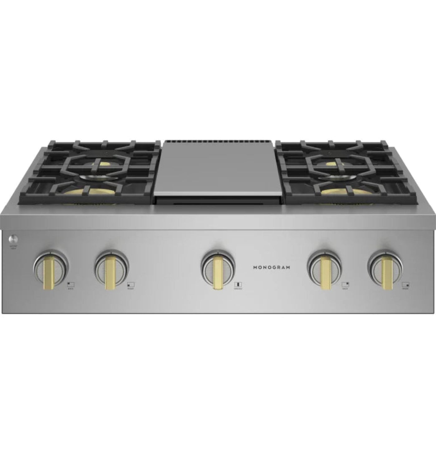 Monogram ZGU364NDTSS 36" Professional Gas Rangetop with 4 Burners and Griddle Stainless Steel - ZGU364NDTSS