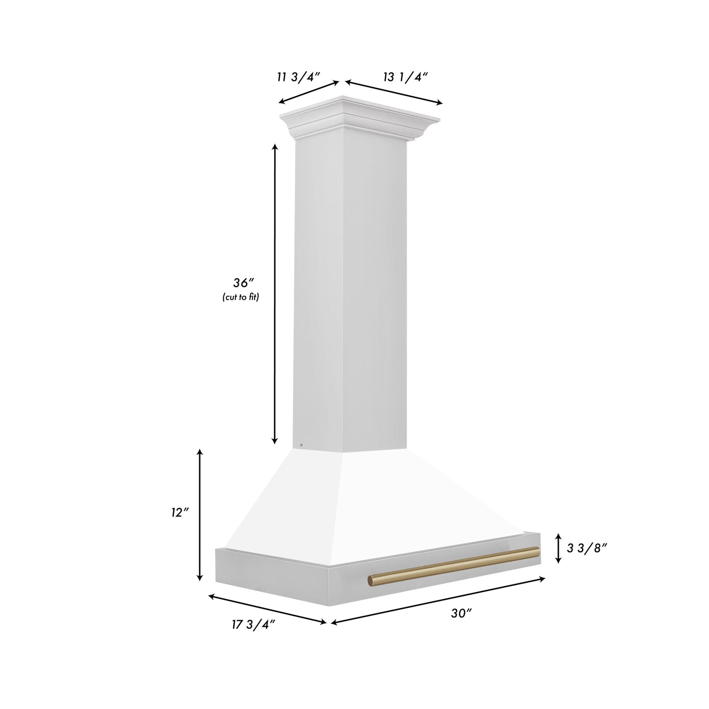 ZLINE 30 In Autograph Edition Stainless Steel Range Hood with White Matte Shell and Champagne Bronze Accents,  - KB4STZ-WM30-CB