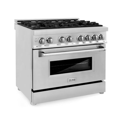 ZLINE Kitchen and Bath 36 in. Professional Gas Burner/Electric Oven Stainless Steel Range,  - RA36