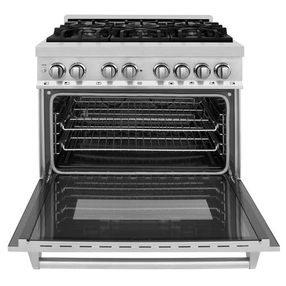 ZLINE Kitchen and Bath 36 in. Professional Gas Burner/Electric Oven Stainless Steel Range,  - RA36