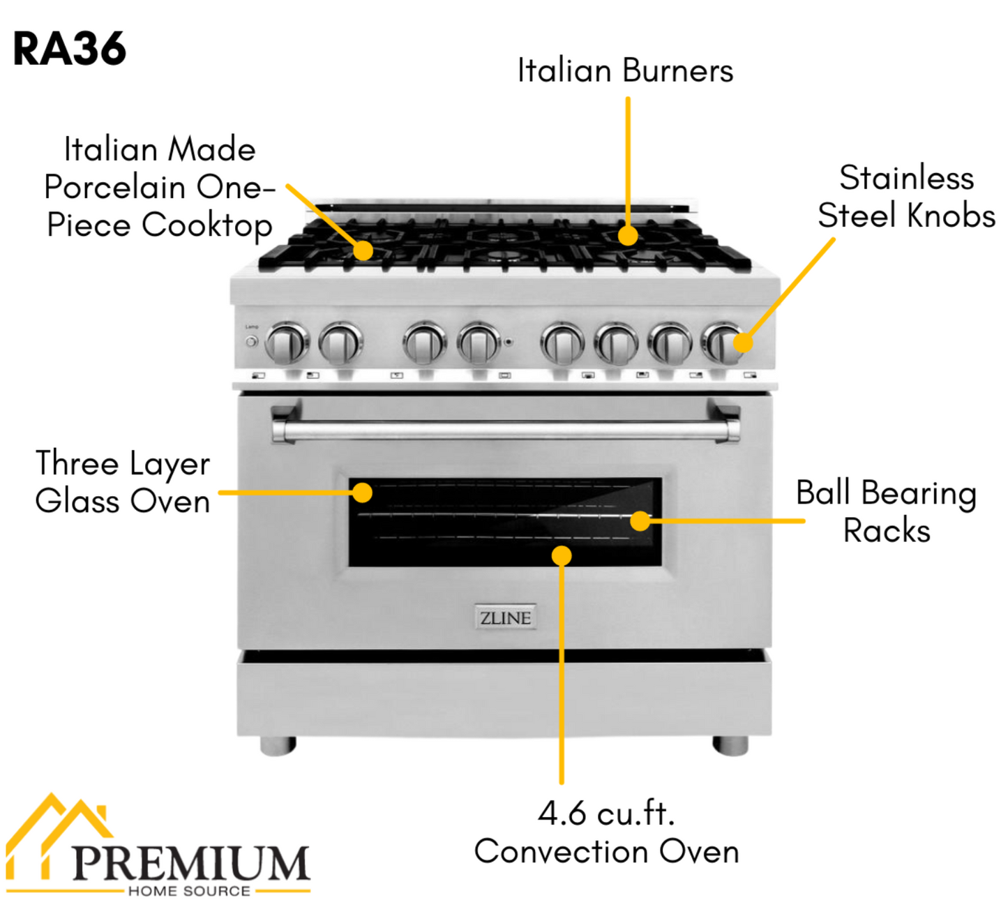ZLINE Appliance Package - 36 in. Dual Fuel Range, Range Hood, Microwave Oven, Dishwasher, -  4KP-RARH36-MODWV