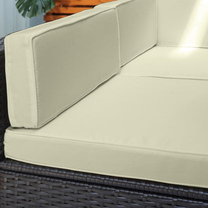 Outsunny 7-Piece PE Wicker Outdoor Sectional Set with Cushions & Glass Coffee Table, Beige - 860-020